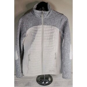 Eddie Bauer Women's S Hybrid Fleece Down Jacket Gray Full Zip Quilted Panels...